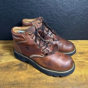 Ariat Canyon Brown Leather Ankle Work Boots Womens 8.5 B